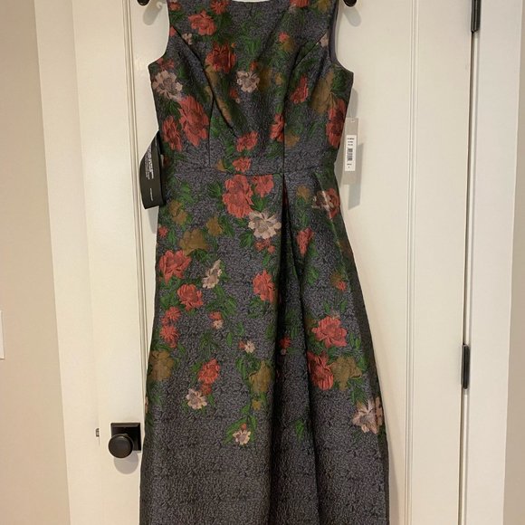NWT Kay Unger Floral Jacquard Midi Dress - Picture 4 of 8